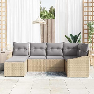 vidaXL - Tuin - Eettafel - Set - 6 - st - Beige - en - Lichtgrijs