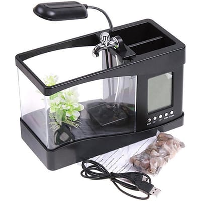 Zwarte Mini Aquarium Met USB Creatief Aquarium zwart