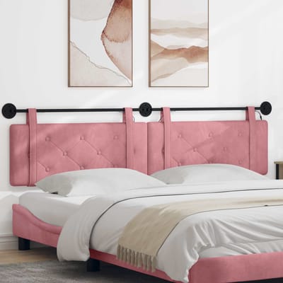 vidaXL - Hangend - hoofdbord - Met - LED-verlichting - Roze - Fluweel