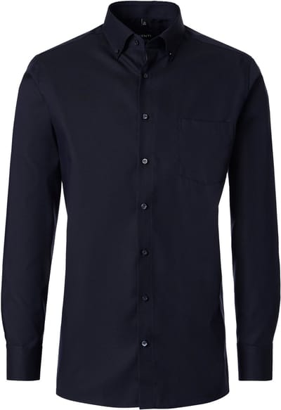 VENTI CASA MODA comfort fit overhemd - structuur - donkerblauw - Strijkvrij - Boordmaat: 48