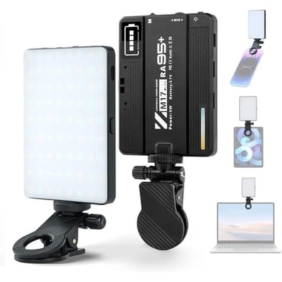 Mini Lampe Vidéo LED de Poche Lumière d'Appoint pour Photographie 2500K-9000K Dimmable Lumière pour Conférence Vidéo pour noir
