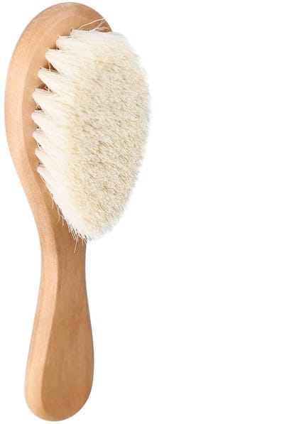 Dailygoods- Babyhaarborstel Zacht Geitenhaar - Babyborstel/Kam - Ergonomisch Houten Handvat - Duurzaam - Hoofdmassage - Veilig in Gebruik