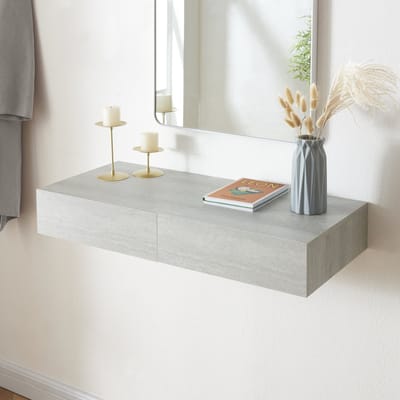 Wandplank Karstula met 2 lades 80x35x12 cm betonkleurig
