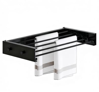 Dailygoods - Opvouwbaar Wanddroogrek van Koolstofstaal en Aluminium - Met 4 Haken voor Binnen en Buiten