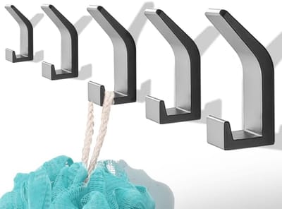 Famanu – Handdoekhouder zonder boren - handdoekhaken - 5 stuks - kledinghaken - muur - roestvrij staal - wandhaken - garderobehaken - roestvrije haken - badkamer - toilet - handdoekhouder - keuken - deur