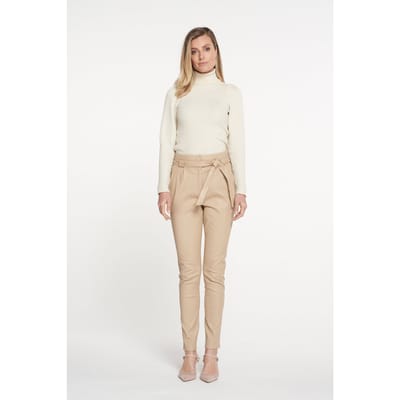 Ibana Paula Stretch Leather Latte Maat: 34 | Leren broeken Outlet | Dames | Beige