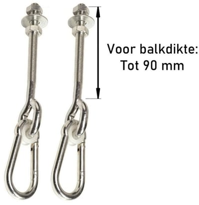 2 Stuks Schommelhaken met Karabijnhaak M10 100mm