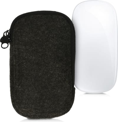 kwmobile Hoes geschikt voor Apple Magic Mouse 1 / 2 - Vilten hoes voor computermuis - Beschermhoes voor PC muis donkergrijs