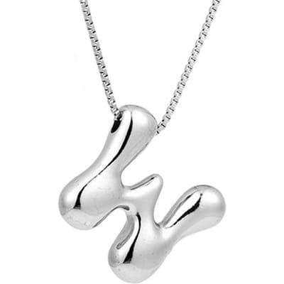 Creatieve A-Z Ballon Bubble Letter hanger Ketting voor Vrouwen Koper Verguld Chunky Initiaal Kettingen Sieraden Verjaardagscadeau white