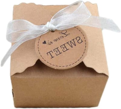 50 Stuks Kraft Papieren Cadeauboxen met Chiffon Garens voor Verpakking, Feestjes en Verjaardagen