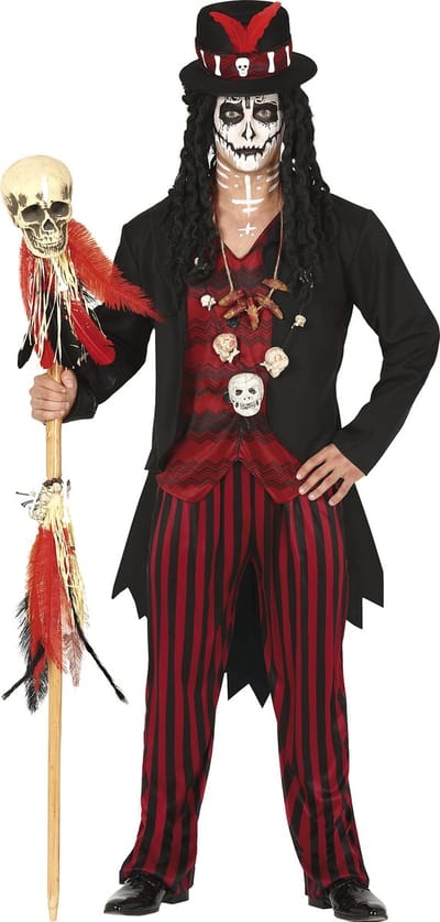 FIESTAS GUIRCA, S.L. - Rood en zwart voodoo priester kostuum voor mannen - XL