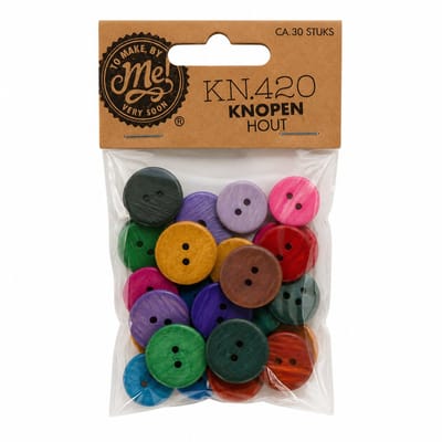 Houten Knopen Mix – ca. 30 Stuks – Gekleurde Knopen 2 Gaats – Knutselen, Naaien & DIY Decoratie – Hobby Knopen Set