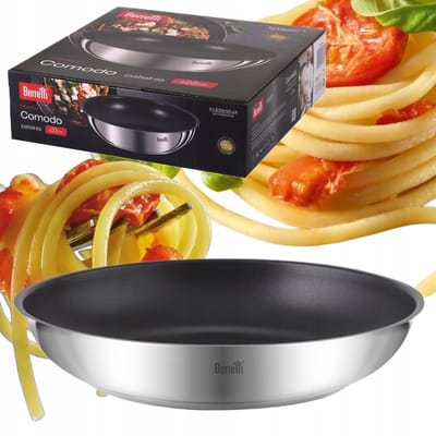 Berretti Comodo koekenpan 22 cm roestvrij staal met titanium coating en afneembaar handvat