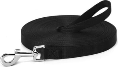 Rieba® Hondenriem 5 meter – Lange Lijn - Trainingslijn – Sleeplijn – Speurlijn - Hondenlijn – Looplijn – Riem Hond - Voor Training en Wandelen – 2 cm Breed – Nylon – Zwart