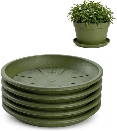 Plasticforte plantenpot onder schotel / water opvang schaal - 5x - groen - Dia 32 cm - Kunststof - voor pot met Dia 40/45 cm