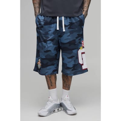 Lange Camo Applicatie Mesh Jorts | Charcoal | Size XS