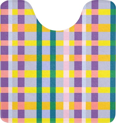 WC mat met uitsparing 55x60 cm - Antislip - Ruit - Patroon - Kleurrijk - Toiletmat met uitsnijding - Vloermat - Douchemat - Toilet tapijt - Toiletmatten