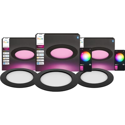 Philips Hue Inbouwspot Slim 3-Pack - White and Color - 170mm - Zwart