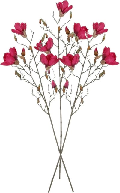 Mica Decorations Kunstbloemen Magnolia takken - 3x - 88 cm - roze - Kunst zijde - Boeket - stelen - siertakken