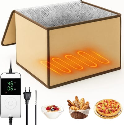 Fermentatiebox voor Brood - Sourdough - Elektrische Deegbox met Temperatuur en Timer Controle - Vouwbare Fermentatiekast voor Brood met NTC Temperatuursensor - Deegfermentatiebox voor Brooddeeg en Bakken