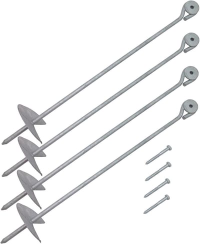 Grondankers 4 stuks - Grondnagels Bevestigingsanker - Speeltoestellen Beveiligen - Verstevigde Staalconstructie - 60 cm Lengte - Zilverkleurig