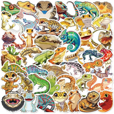 50/100PCS Autocollants Lézards de Dessin Animé Cahiers Décoratifs Papeterie Tasses Ordinateur Autocollants Imperméables blue