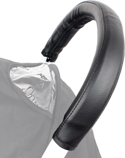 Kinderwagen Handvathoes, 2 stuks leren kinderwagen handvat, kinderwagen buggy handvathoes, kunstleren armsteun beschermhoes, waterdicht, absorbeert zweet, voor kinderwagens, zwart