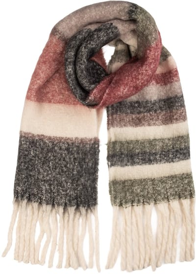 Clayre & Eef Wintersjaal Dames 50x180 cm Rood Textiel