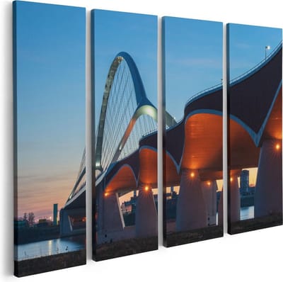 Artaza Canvas Schilderij Vierluik Oversteek Brug in Nijmegen - 80x60 - Foto Op Canvas - Canvas Print