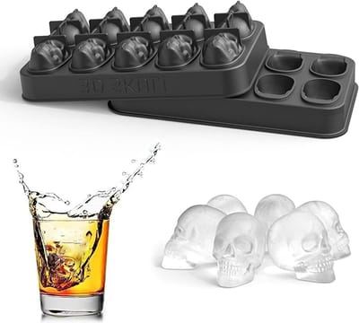 3D Schedel IJsblokjes Mould - Siliconen IJsblokjesvorm voor Whisky, Cocktails en Drankjes met Deksel