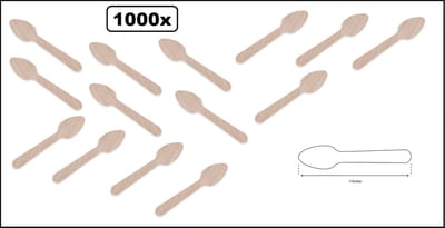 1000x Houten koffie lepel 110mm FSC 100% BIO - Koffie drank thee koffielepel