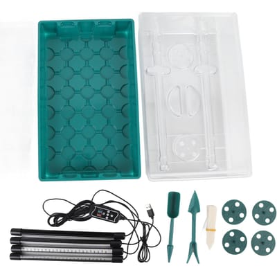 Plateau de démarrage de plantes Propagateur Serre de culture de plantes Kit de culture avec 4 lampes de croissance à tube Connecteur USB Plante