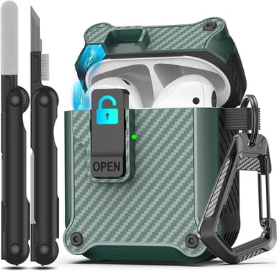 Hoesje voor oordopjes - Beschermhoesje case - Veilig opladen - Met veilig slot - 8x45x25 cm - Blauw