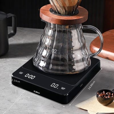 REN® Koffie Weegschaal - Weegschaal - Scale - Zwart - 19cm x 15cm x 4cm