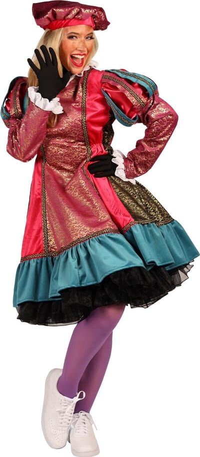 Damespiet "Cartagena" | Paars-roze | maat L | pieten jurk | sinterklaas