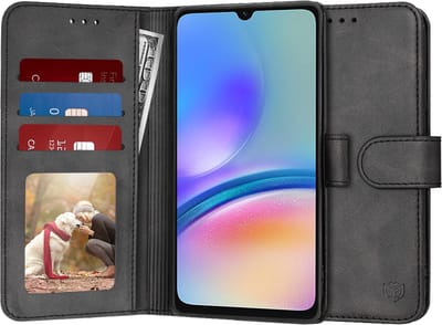 Hoesje geschikt voor Samsung Galaxy A05s - Techsuit Diary Book Wallet Case - Zwart