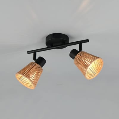 Reality Leuchten Plafondlamp Natrel, zwart/bruin, lengte 41 cm, 2-lamps, metaal
