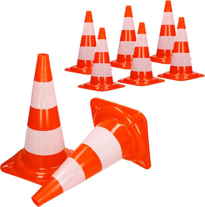 Set van 8 verkeerskegels waarschuwingskegels verkeerskegels 47 cm oranje/wit