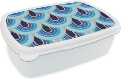 Broodtrommel Wit - Lunchbox - Brooddoos - Retro - Patronen - Art Nouveau - 18x12x6 cm - Volwassenen