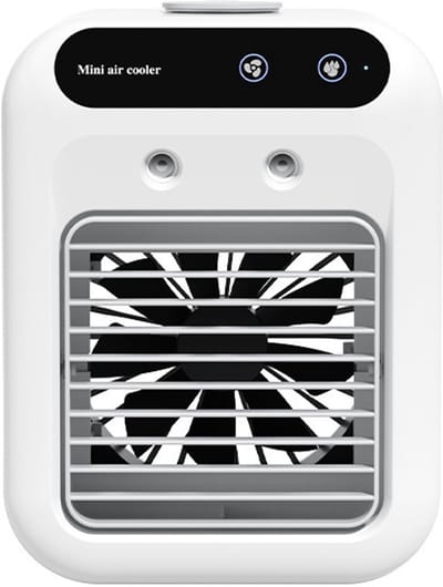 Draagbare mini-airconditioner - Watergekoelde, energiebesparende luchtkoeler met 2 snelheden - Watertank van 500 ml, langdurige nevelproductie - Oplaadbare en via het stopcontact te gebruiken luchtkoeler