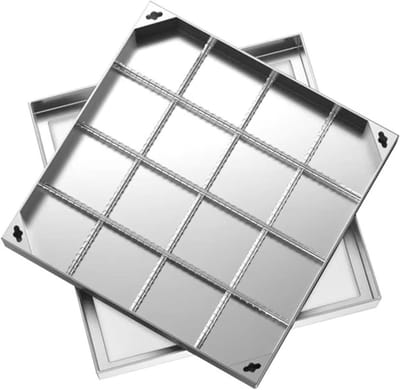 Verzonken Putdeksel - RVS Deksel - Waterafvoer Afdekken - Naadloos Ontwerp - 300x300mm tot 900x900mm - Zilver