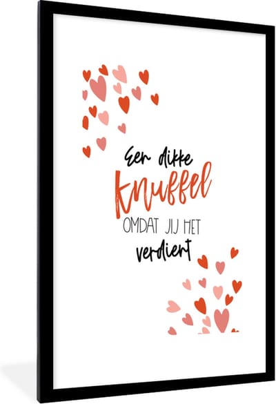 Fotolijst incl. Poster - Beterschap - Spreuken - Knuffels - 60x90 cm - Posterlijst