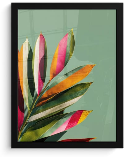 Poster in lijst - Fotolijst 30x40 cm - Posters - Bladeren - Tak - Kleurrijk - Posterlijst zwart - Decoratie - Wanddecoratie woonkamer - Muurdecoratie slaapkamer