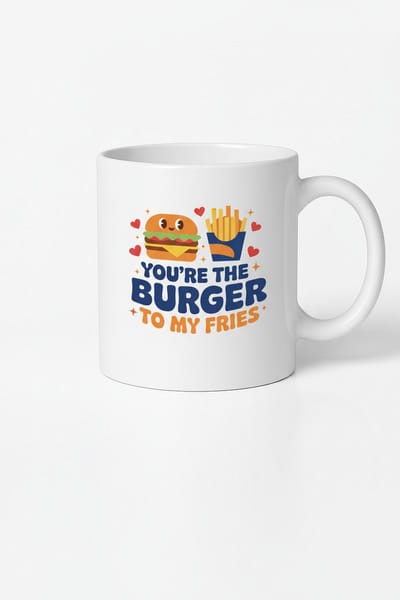 Mok 'You're the Burger to My Fries' - Grappig Liefdes Cadeau