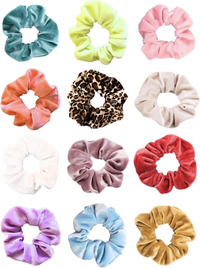 Kraagjeskopen.nl® Scrunchies Velvet VSCO Girls Set- 12 stuks VSCO Kleuren - Haaraccessoire Haarelastiek Pack