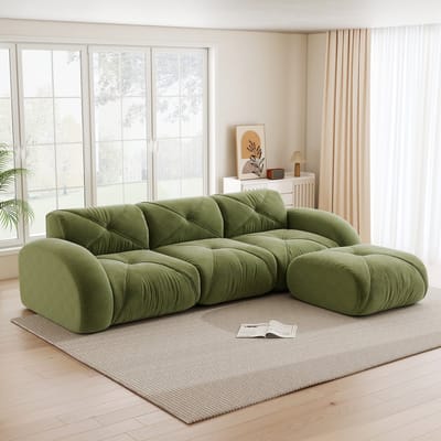 Wishdor Modulaire Bank - Frameloos En Flexibel - Modern Ontwerp - Voor De Woonkamer - Huidvriendelijke Chenille - Groen - Royale Beenruimte