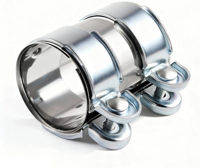Dubbele 50mm Uitlaatklem voor Verbinding, RVS Uitlaatpijp Klem, Universele Klem voor Motorvoertuigen, Ø 50mm / L: 125mm, Duurzaam en Weerbestendig