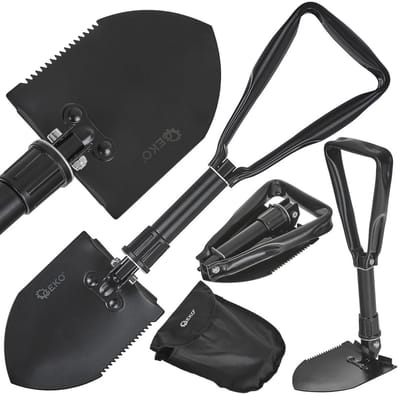 GEKO 2-in-1 opvouwbare survival schep - compact - verstelbaar - zwart