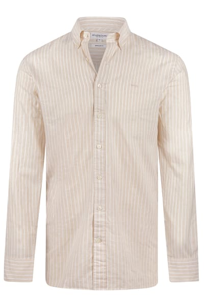 McGregor Cotton/linnen Stripe Shirts Kit Maat: L | Casual Overhemden Outlet | Heren | Beige