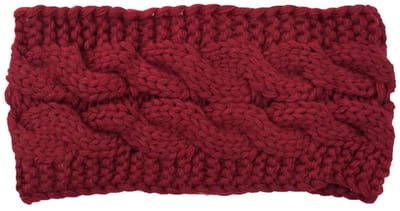 SilverAndCoco® - Winter Haarband Dikke Warme Fluffy Elastische Hoofdband Gedraaid Wol / Rode Geribbelde Wollen Brede Haarbanden Dames / Zachte Warme Bonten Elastische Meisjes Knoop Breed - Rood